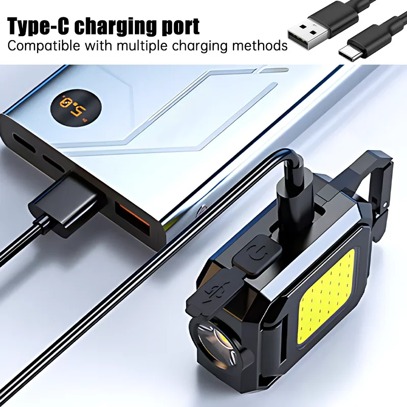 ミニ懐中電灯キーホルダーライト COB ワークライト USB - Outdoor Camping Lampe のレビューと価格