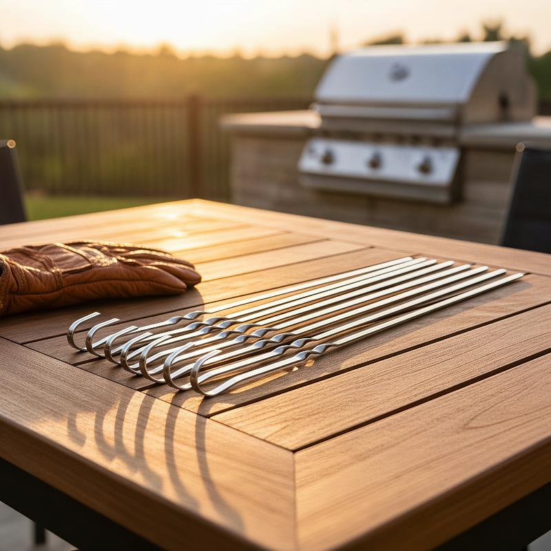 バーベキュー串 ステンレス鋼 40cm 幅広 フラットバーベ - Outdoor Camping Utensils のレビューと価格