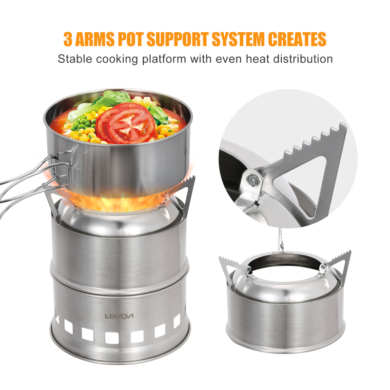Lixada-ステンレス鋼の薪ストーブ,アルコールバーナー, - Outdoor Camping Stove Wood のレビューと価格