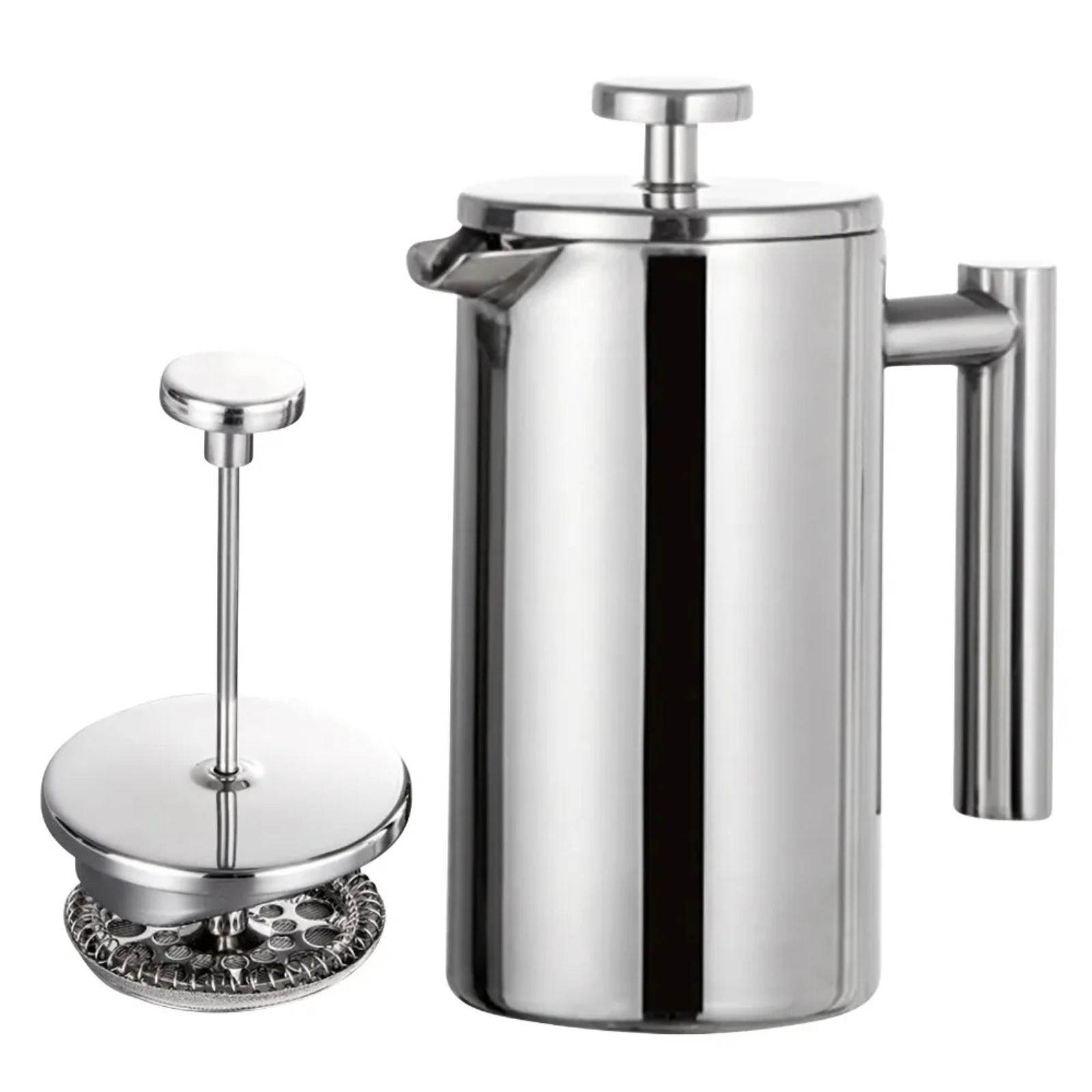 ポータブルフレンチプレスステンレス鋼製ブリューワー、二重壁断 - Camp Percolator Coffee のレビューと価格