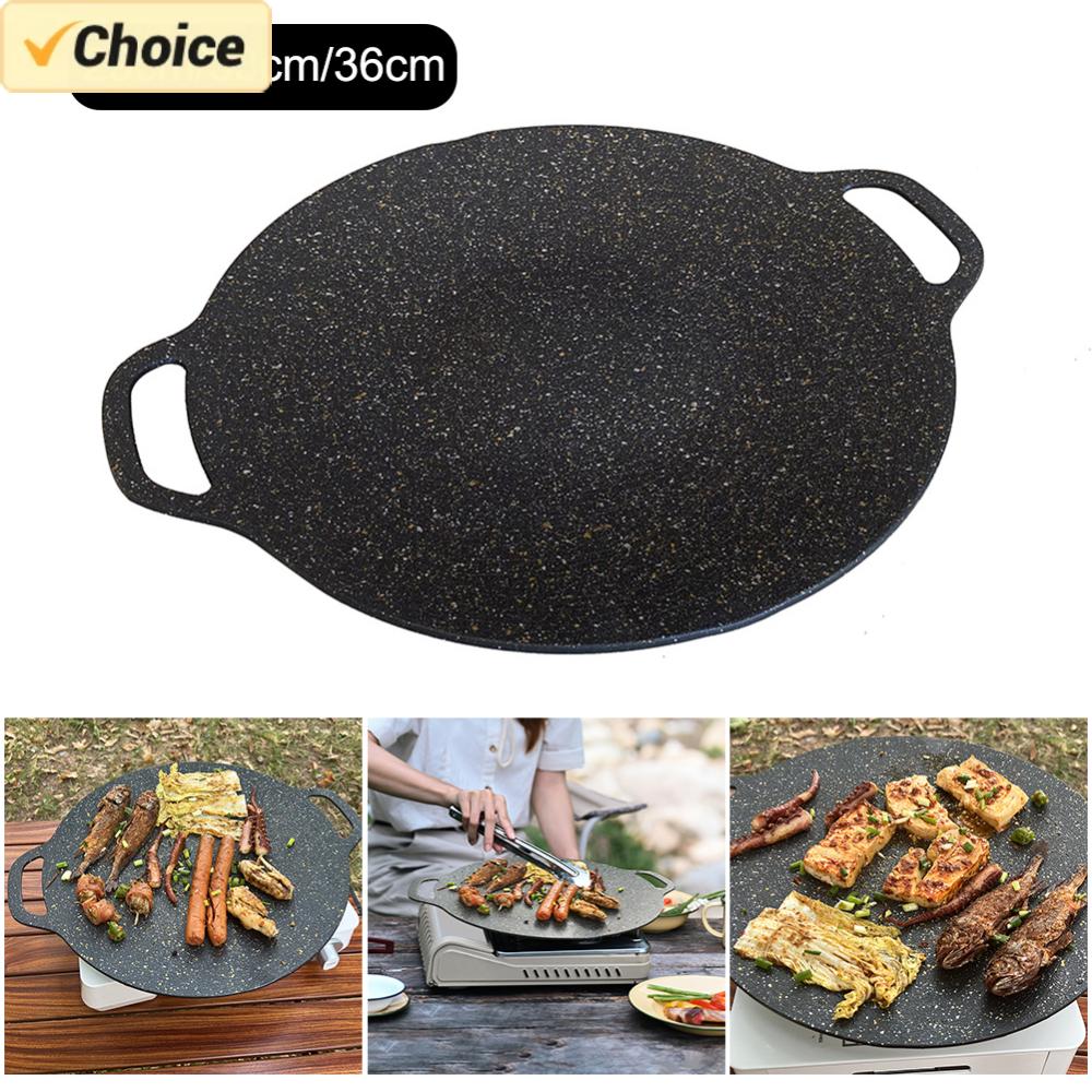 韓国の焦げ付き防止屋外グリルパン、ローストフライパン、バーベ - Outdoor Camping Griddle のレビューと価格