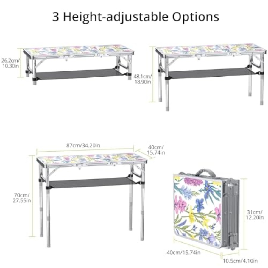 3フィート折りたたみ式キャンプテーブル、収納ネットとバッグ付 - Outdoor Camping Table With Storage のレビューと価格