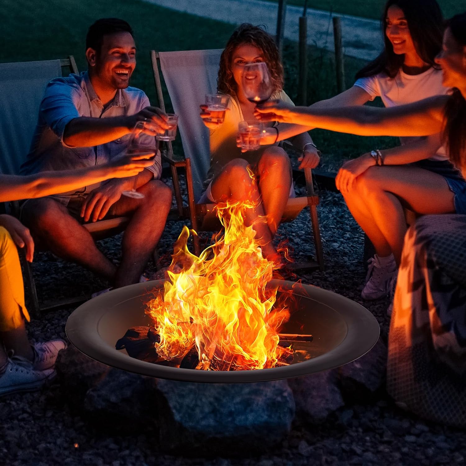 35インチ スチール製ファイヤーピットボウル ヘビーデューテ - Outdoor Camping Fireplace のレビューと価格