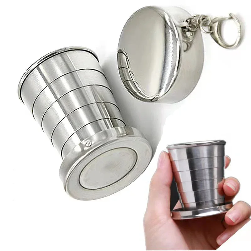 ポータブルステンレス鋼折りたたみカップ伸縮マグカップ茶キャン - Outdoor Camping Utensils のレビューと価格