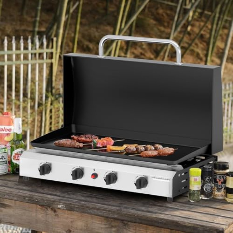 4バーナーガスグリドル（蓋付き）-30インチ屋外プロパングリ - Outdoor Camping Griddle のレビューと価格
