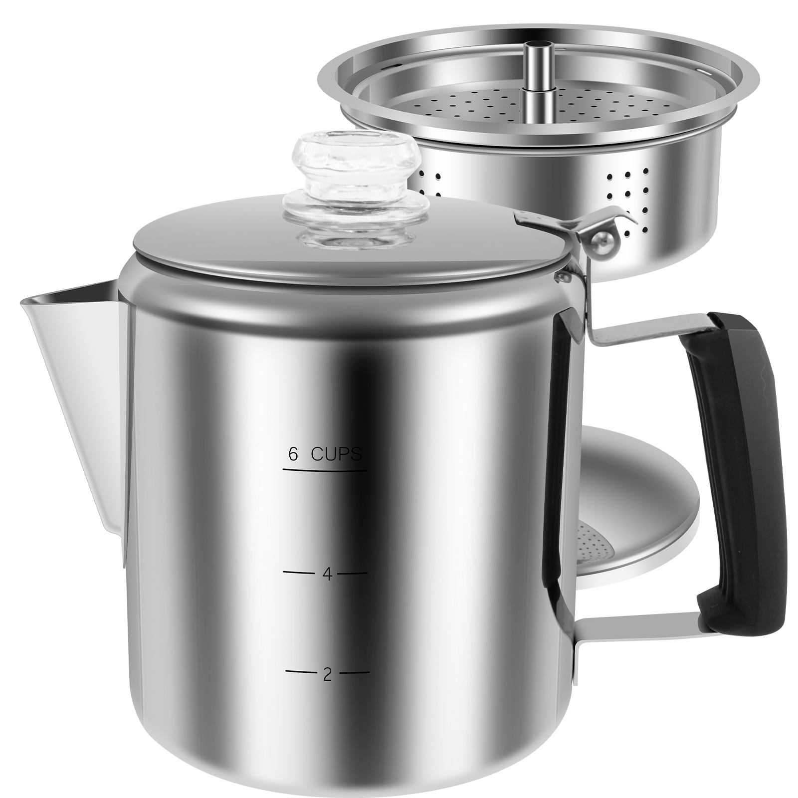 キャンプ用ステンレス製コーヒーポット,6カップ,ポータブル, - Camp Percolator Coffee のレビューと価格