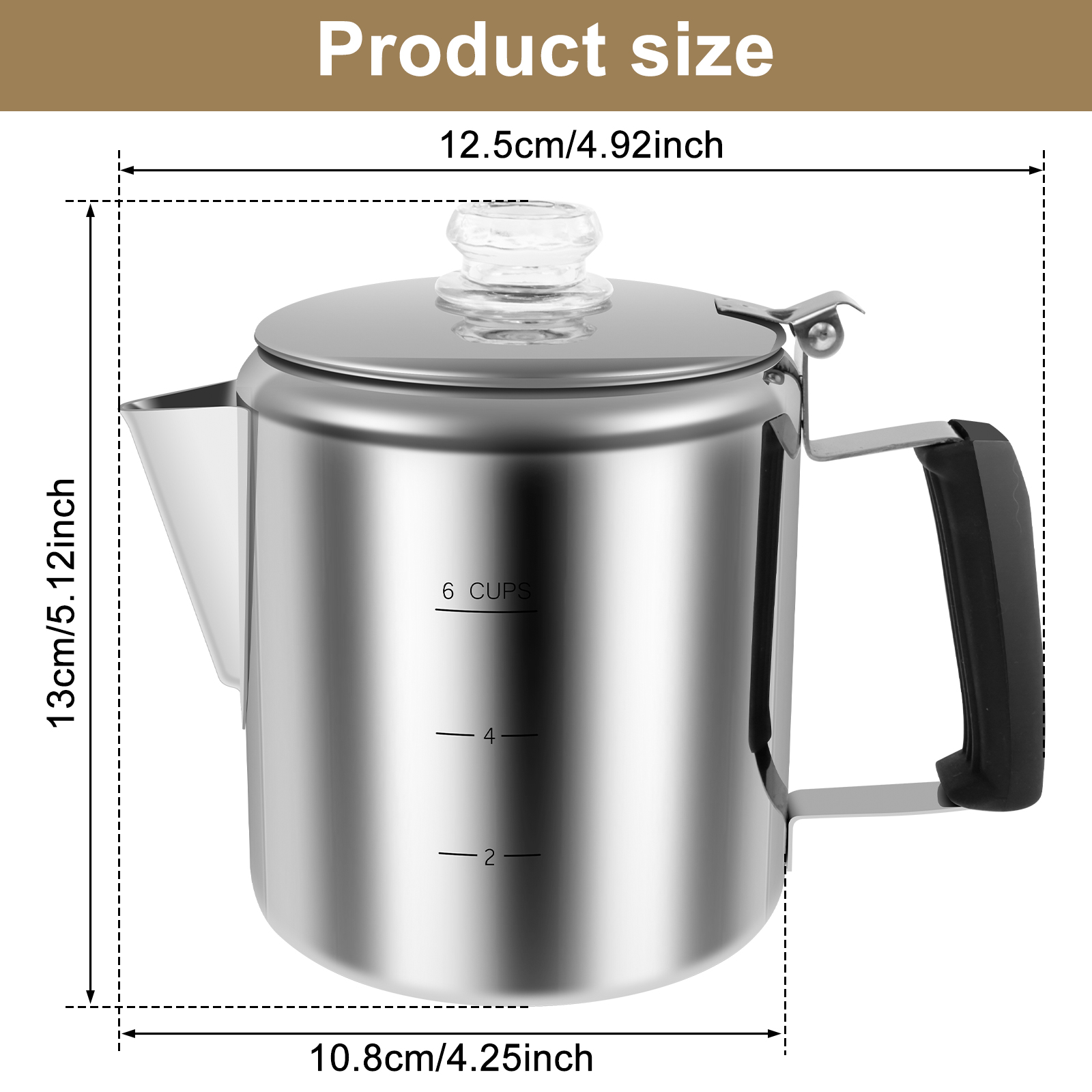 キャンプ用ステンレス製コーヒーポット,6カップ,ポータブル, - Camp Percolator Coffee のレビューと価格