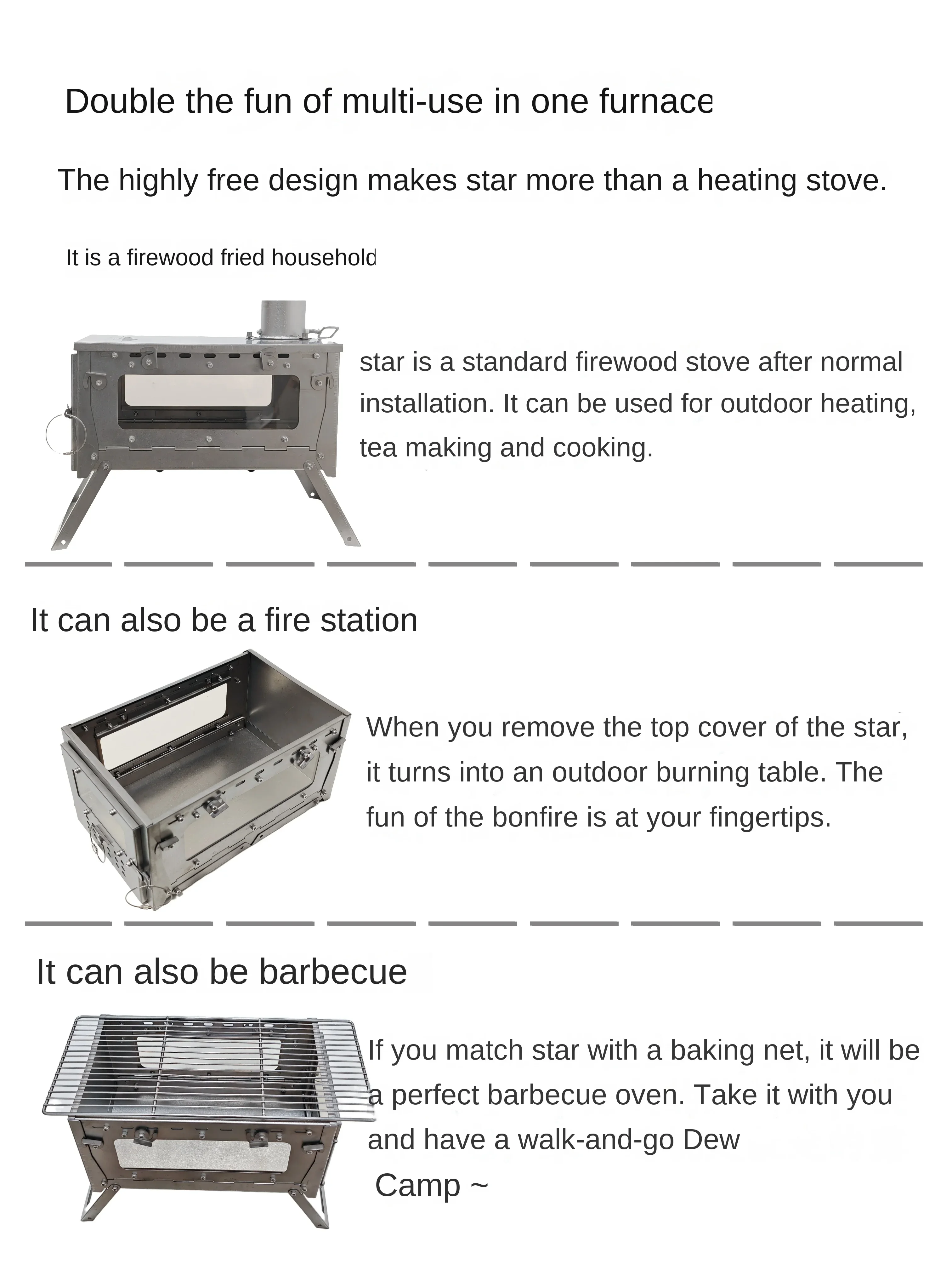 Wt star-tiチタン合金折りたたみ薪ストーブ,ストーブ - Outdoor Camping Heater For Tent のレビューと価格