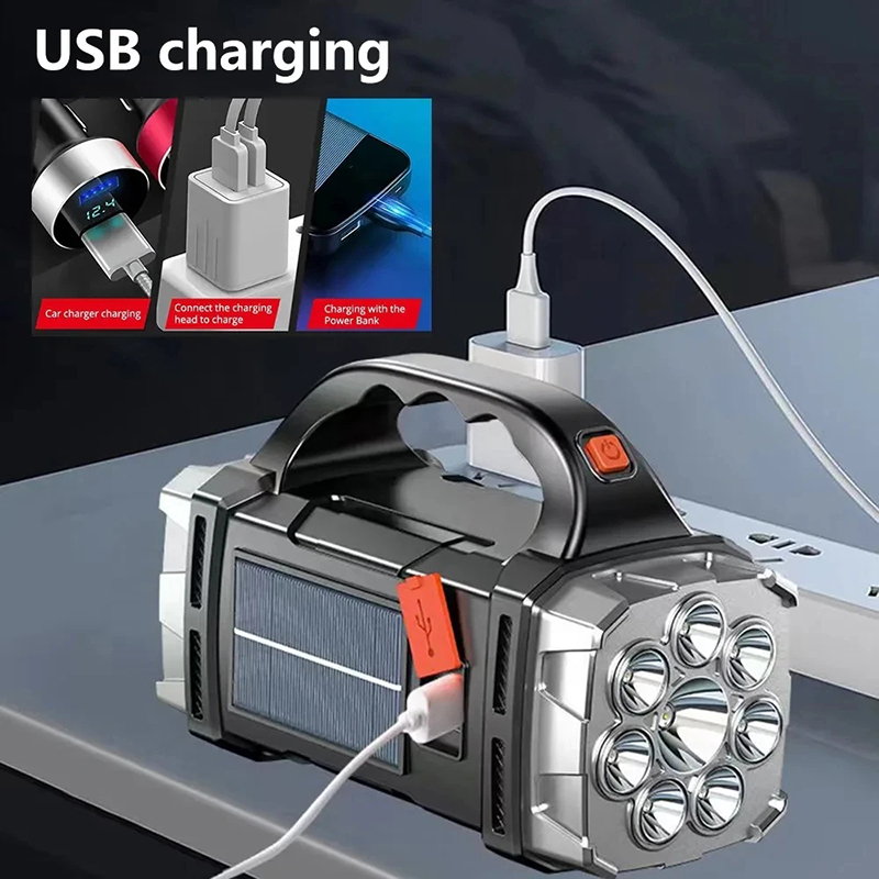 ポータブル強力な USB 充電式懐中電灯ソーラー LED ラ - Outdoor Camping Lighting のレビューと価格