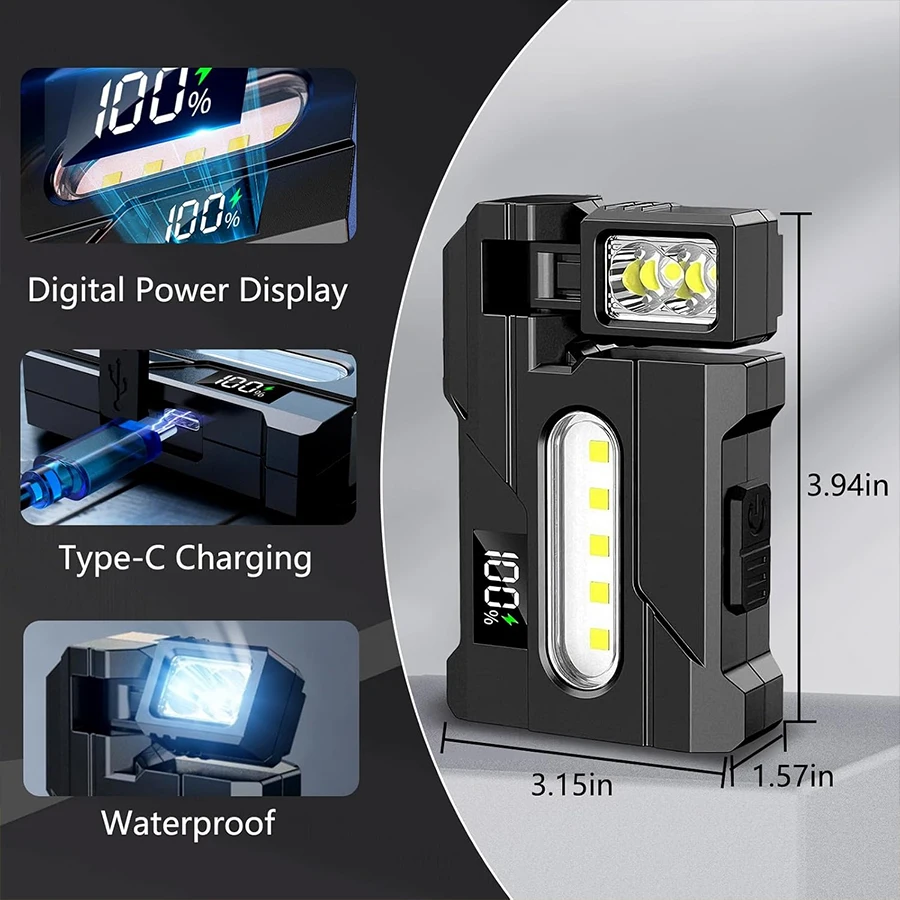 多機能超高輝度 EDC 懐中電灯回転ヘッドトーチ屋外 COB - Headlamp のレビューと価格