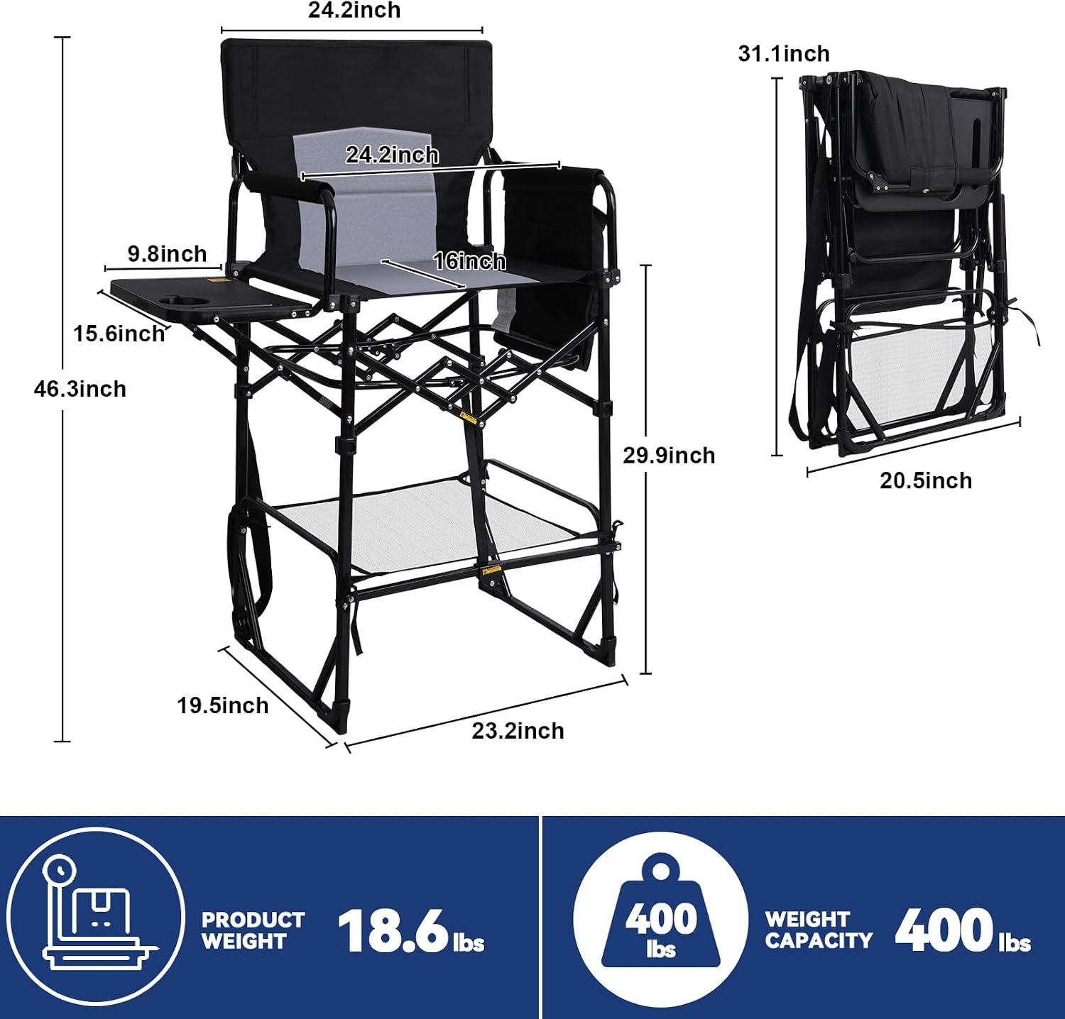 2パック エクストラトール折りたたみ式キャンプディレクターズ - Outdoor Camping Table With Storage のレビューと価格