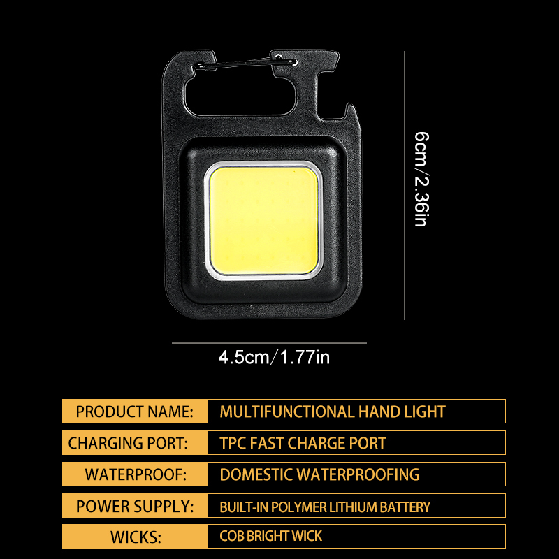超高輝度で便利な携帯用ミニCOBキーホルダー懐中電灯、充電式 - Outdoor Camping Lampe のレビューと価格