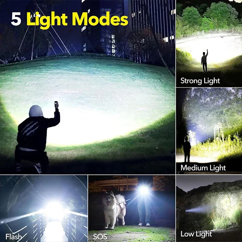 ハイパワー LED 懐中電灯充電式 5 モードアルミ合金伸縮 - Outdoor Camping And Fishing のレビューと価格