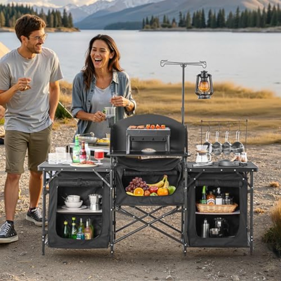 キャンプキッチンテーブル、屋外キャンプクッキングテーブル、3 - Outdoor Camping Table With Storage のレビューと価格