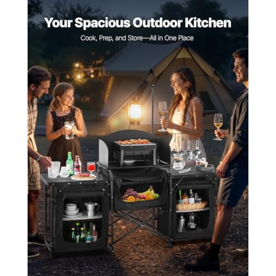 キャンプキッチンテーブル、屋外キャンプクッキングテーブル、3 - Outdoor Camping Table With Storage のレビューと価格