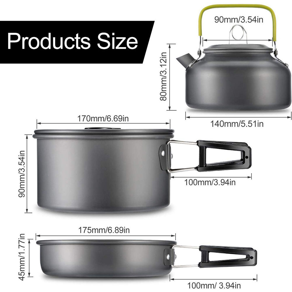 アルミ合金製のアウトドアキャンプ用調理器具セット、鍋にこびり - Outdoor Camping Uk のレビューと価格