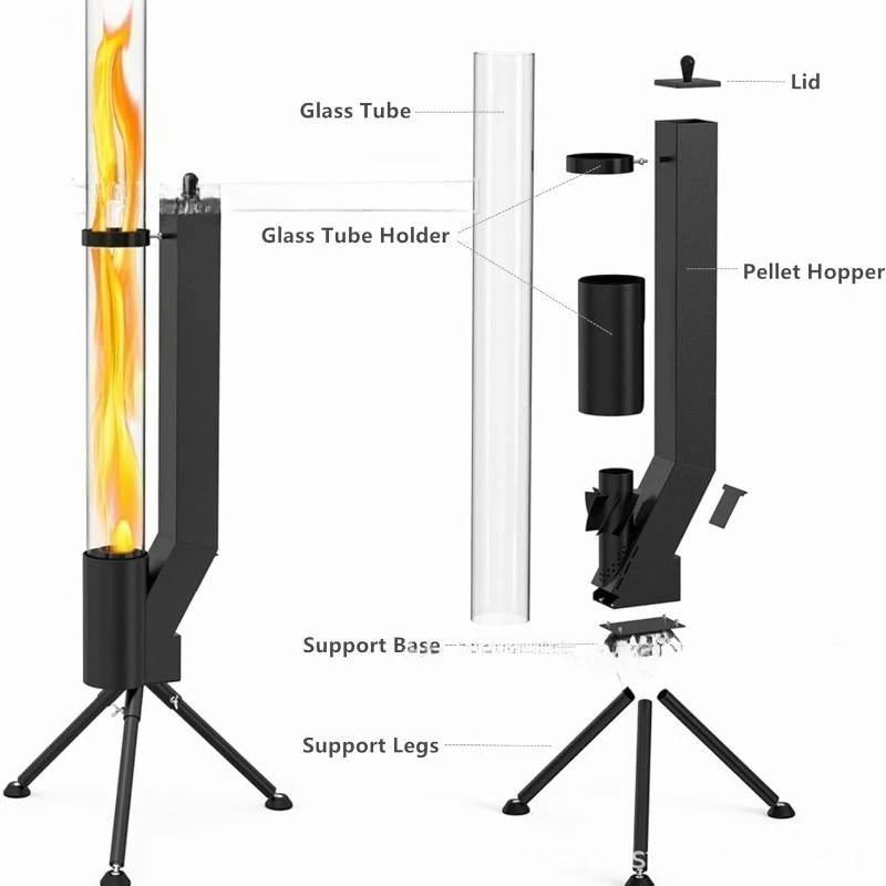 縦型ロケットストーブ - バズーカ型薪ストーブ、アウトドアキ - Outdoor Camping Stove Wood のレビューと価格