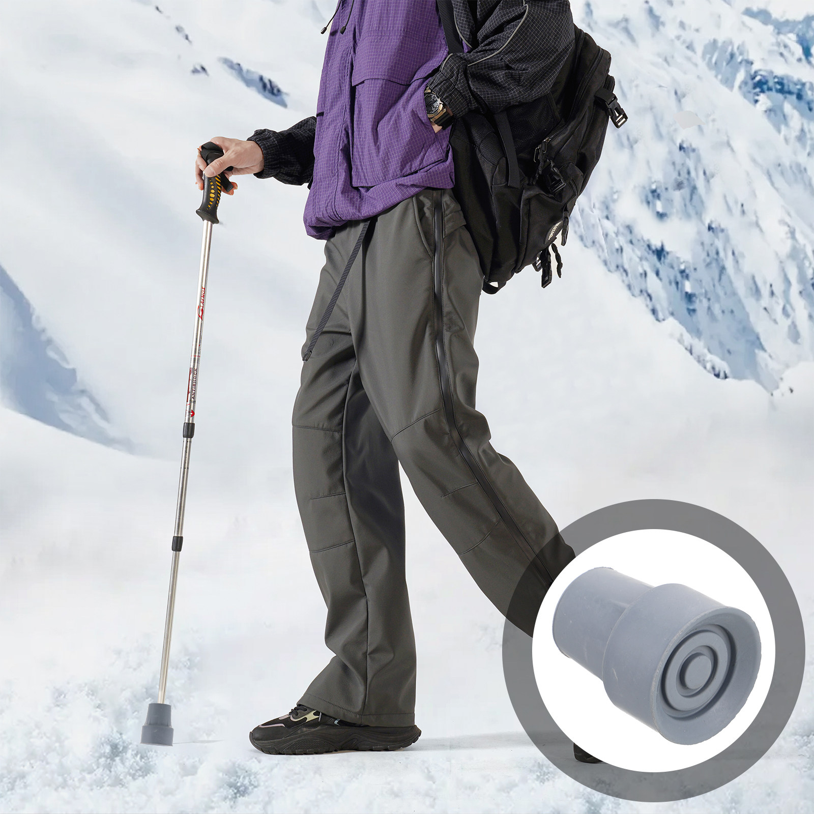 交換用ゴム製杖先端滑り止めウォーキングスティックフットパッド - Trekking Poles のレビューと価格