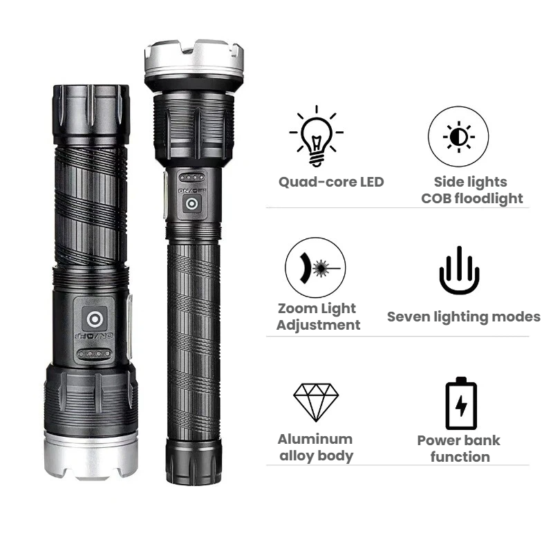 ハイパワー LED 懐中電灯伸縮式長距離パワーディスプレイズ - Outdoor Camping And Fishing のレビューと価格