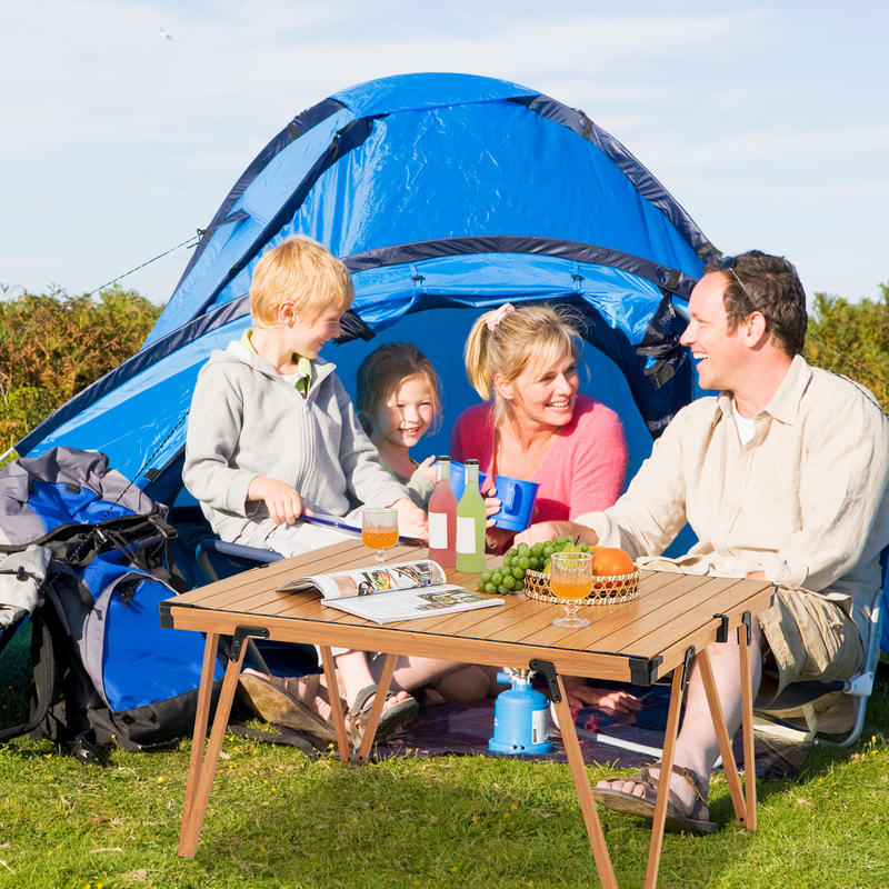 シングル折りたたみピクニックテーブル 93 x 70 cm  - Outdoor Camping Table With Storage のレビューと価格
