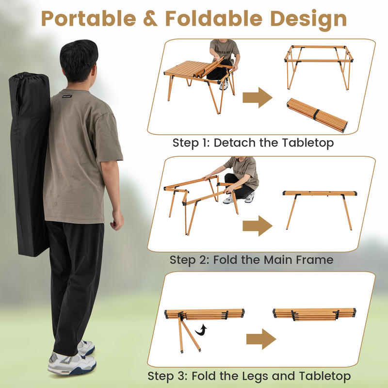 シングル折りたたみピクニックテーブル 93 x 70 cm  - Outdoor Camping Table With Storage のレビューと価格